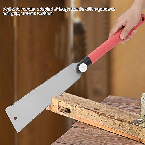 Double Edged Flush Cut Saw, 57. 5cm/ 22. 6in Hand Saw Double Edge Pull Saw Interchangeable Cut Saw Flexible Blade Handsaw for Woodworking (SK- 5 Steel)