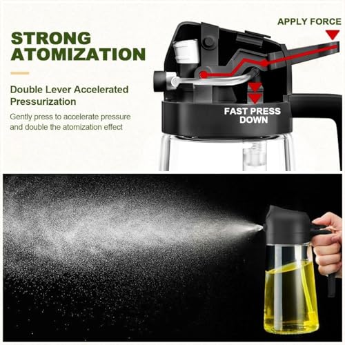 Image of 2-in-1 Glass Oil Dispenser and Sprayer for Cooking 500ml Large Capacity Olive Oil Mister and Pourer Leak-Proof Vinegar Soy Sauce Bottle for Air Fryer Salad Baking Grilling Kitchen BBQ Roasting Black
