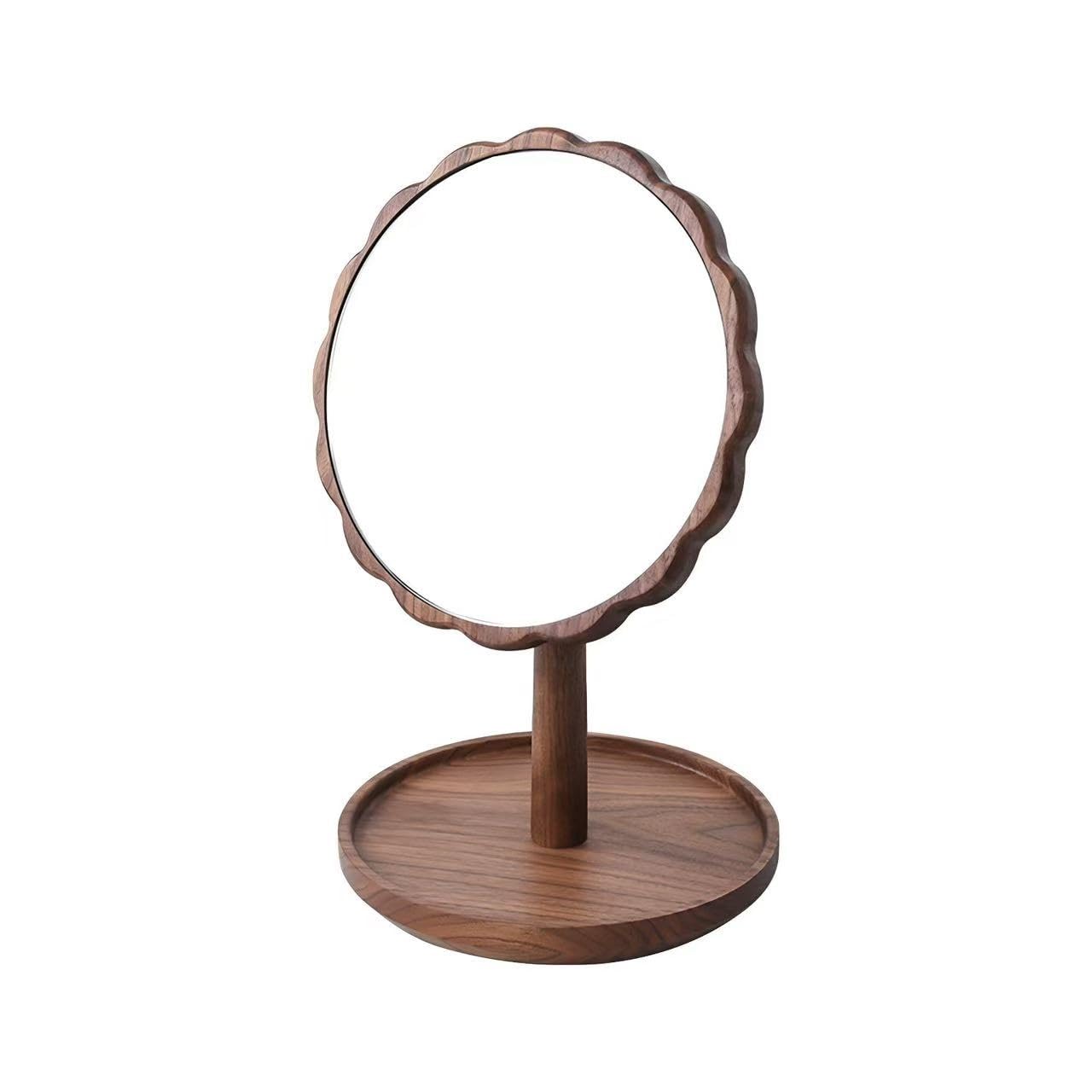 Solid Wood Makeup Mirror, Desktop Bedroom Vanity Mirror, Princess Mirror