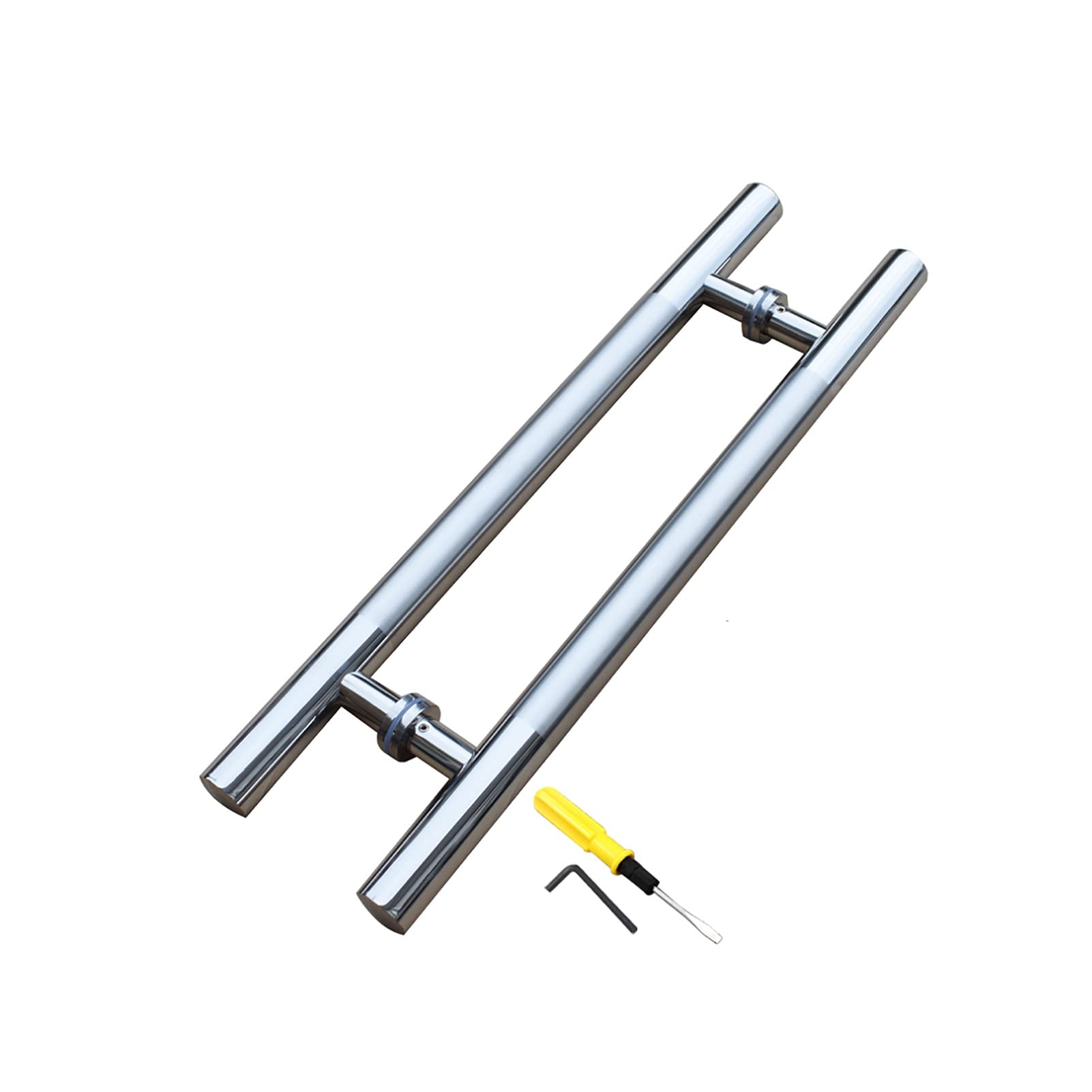 MXXQRHF Modern Stainless Steel Door Handle - Back to Back Installation, Square Tube Design, Suitable for Glass & Wooden Doors, Push-Pull Functionality, Elegant Entrance Hardware