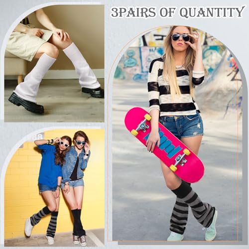 Jspupifip Leg Warmers for Girls, Knit Flared Long Leg Sleeves Socks, Y2K Kawaii Winter Accessories Halloween Christmas4