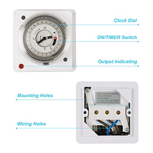HBN 24 Hour Indoor Energy Saving Mechanical Immersion Heater Segment Timer Switch with Waterproof Cover, White, 16 Amps - Image 6