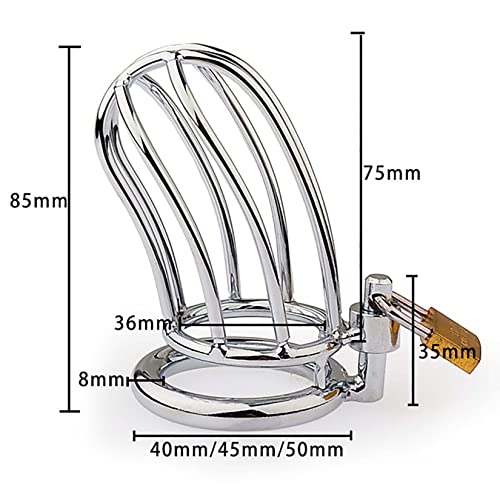 Yemax 貞操体 男性 貞操具 金属 貞操帯 メンズ 鍵付き バナナ型ペニス貞操具 ていそうたい男性器 拘束具 アダルトグッズ 男性用貞操帯 貞操ロック 貞操たい 貞操ケージ 45mm - 画像2