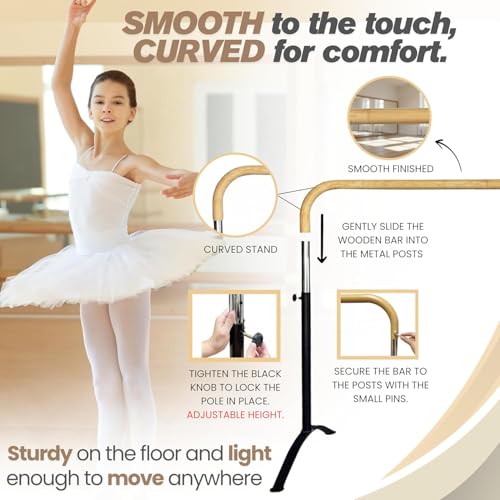 Artan Balance Adjustable Freestanding Ballet Barre for Home, Studio, Gym – Single Curved Dance Bar for Kids & Adults - 6ft Black by Artan Balance - Used condition - Image 6
