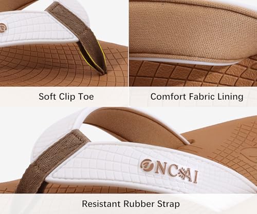 ONCAI Men's Rubber Flip Flops Trendy Summer Beach Pool Shower Sandals with Yoga Mat Non-slip Outdoor Cushion Soles3