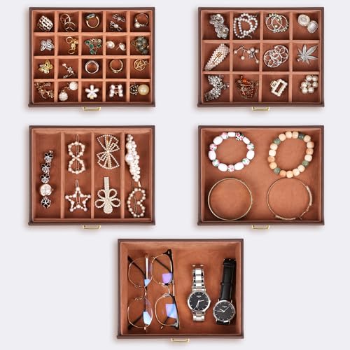 image for Kendal Extra Large Jewelry Box Jewelry Case PU Leather 6 Tier 5 Drawer