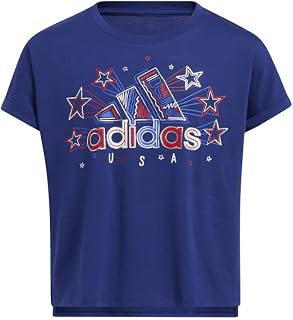 adidas Girls' Short Sleeve Dolman Waist Graphic Tee