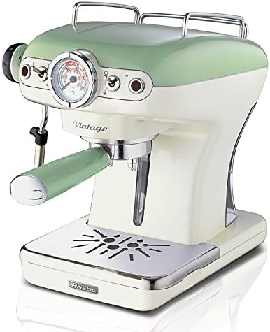 Ariete 1389/14 Retro Style Espresso Machine & Built In Milk Frother, Barista Coffee Maker Ideal for Americanos, Lattes & Cappuccinos, Filter Holder for Powder or Pods, Green