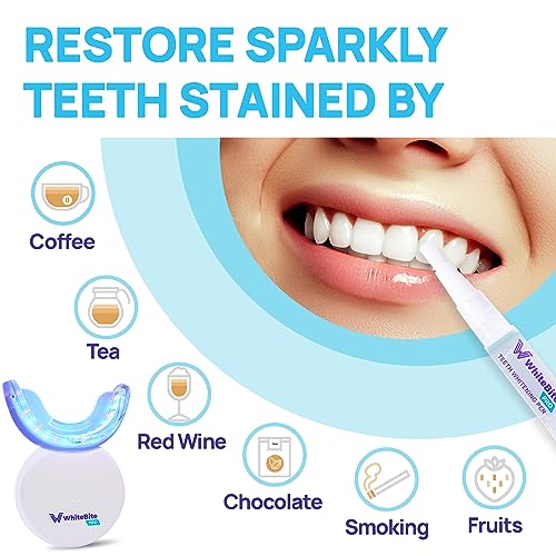 Whitebite Pro Teeth Whitening Kit with Pens: 32X LED Light with Hydrogen Carbamide Peroxide for Sensitive Teeth - Fast Teeth Whitener and Tooth Stain Remover for a Bright Smile