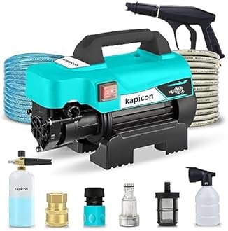 KP-5X 2000W High Pressure Washer 150 Bar, 6.5 LPM Flow, 8m Hose Portable Electric Car & Home Bike Washer,Professional Foam Bottle Spray Gun, Nozzles & Accessories Included