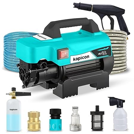 KAPICON KP-5X Portable high Pressure Car Washer Machine for Washing car, Bike, Vehicles, 2175.57 Bar Max Pressure and 2 KW Motor Power with Professional 1L Foam Cannon Snow Lance (Updated Model)