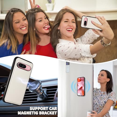 Coque Google Pixel 9/9 Pro 5G portefeuille en cuir blanc avec cordon porte-carte étui - 6
