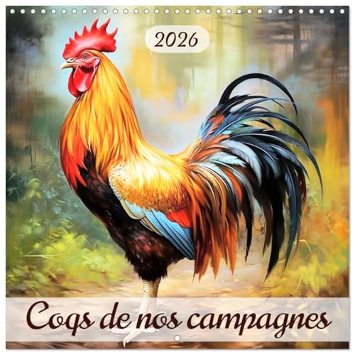 Coqs de nos campagnes (Calendrier mural carré 2026 30x30 cm) Calendrier double avec une page pour vos prises de notes: Laissez la majesté et la beauté des coqs vous enchanter chaque mois de l'année.