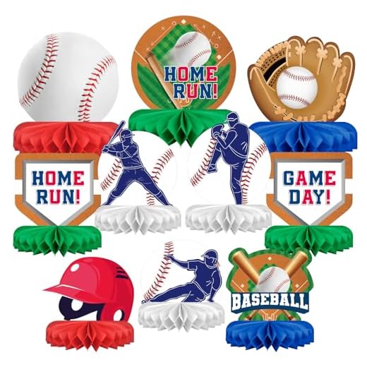 Baseball Party Supplies:Baseball-Themed Honeycomb Centerpiece for Baseball Birthday & Gameday Celebrations - Essential Decorations & Favors