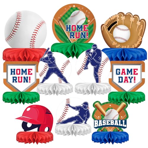 Baseball Party Supplies:Baseball-Themed Honeycomb Centerpiece for Baseball Birthday & Gameday Celebrations - Essential Decorations & Favors by Gatherfun - Used condition - US$8.98