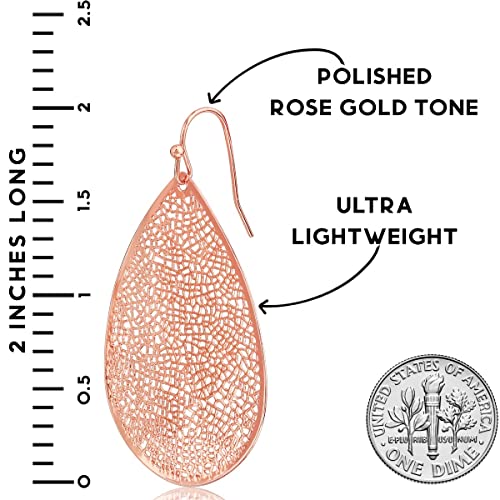 Womens Earrings Dangling - Dangly Earrings, Filigree Earrings For Women, Women's Bohemian Earrings, Lightweight Earrings For Women Dangling, Rose Gold Earrings Dangle, Rose Gold Tone Dangle Earrings #TOP3