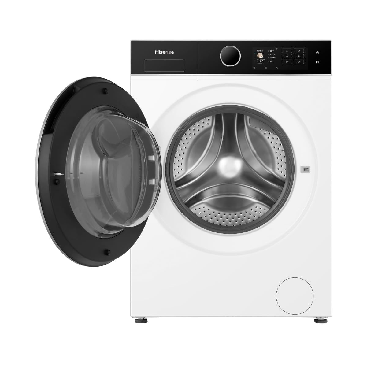 Hisense WF5I8043BWF Waschmaschine Slim mit Frontlader, 8 kg, Klasse A-30%, 1400 U/min, 15 Programme, Connectivity, Dampf, Refresh, Touch-Display, Maxi-Korb, Schnellprogramm