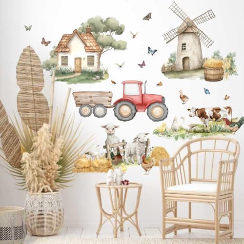 Vinilo Decorativo Tractor Granja Animales 3 Piezas miniatura 1