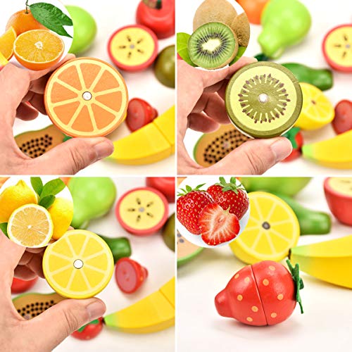 Carlorbo Wooden Toys For 2 Year Old - Pretend Play Food Set For Kids Play Kitchen,9 Cuttable Toy Fruit And Veg With Wooden Knif And Tray,Gift Idea For Boys Girls Birthday #TOP4