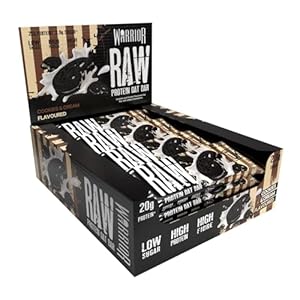Warrior Raw Protein Bars – 12 x 75g Oat Bar Flapjacks – High Fibre, Low Sugar – Ideal Meal Replacement or Healthy Nutrition Energy Snacks – HFSS/GMP Certified – UK Made (Cookies & Cream)