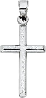 GoldenMine 14k White Gold Religious Cross Pendant
