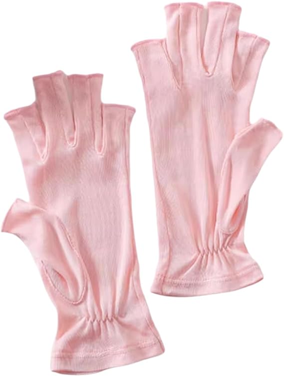 ZEEREE 2 Pairs 100% Silk Half Finger Gloves Fingerless Sun Protection UV Gloves Fishing Hiking Outdoor