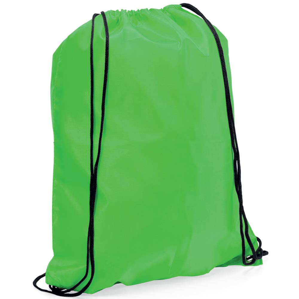 eBuyGB Unisex's Reusable Polyester Drawstring Backpack, Gym Rucksack, School Sport, PE Kit, Book Bag, Lime Green, 34 x 42 cm, Ideal for Printing, Cameo, HTV