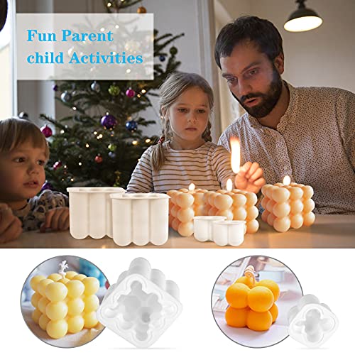 Kinggrand Kitchen Bubble Candle Molds For Candle Making 3D Soy Wax Balls Candle Silicone Cube Mould Handmade Soap Ornament Mold 4 Pack #TOP4