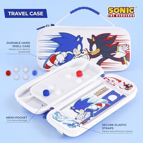 Nintendo Switch Case Sonic VS Shadow, Protective Carrying Case with Controller Grips, Thumb Grips, S