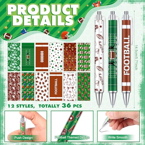 Dispowreath 72 Pcs Football Party Favors Ballpoint Pens and Silicone Bracelets Sport Themed American Rugby Gifts Bulk for Football Lover Players Team Prizes Birthday Party Supplies Accessories — view 2