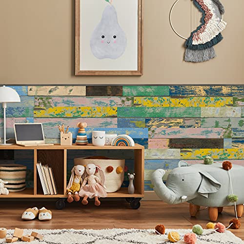 Sun Wood Stick-it Selbstklebende Holz Wandverkleidung im bunten Vintage Beachhut Look // Rum Shack 30 - 0,48m2 Wandpaneele zum Kleben aus Fichtenholz Cover