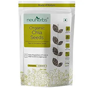 Raw Unroasted Chia Seeds For Eating With Omega 3 and Fiber For Weight Loss Management - 200 Gram | Healthy Snacks | Seeds For Eating During Summer | Best Diet Food