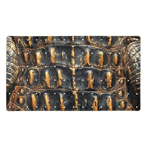 Alfombrilla rectangular con patrón de cocodrilo marrón y ventosas para bañera 2