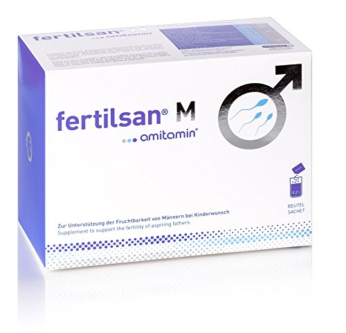 amitamin® fertilsan M, 30 Portionen, deutsche Apothekenqualität, hochdosierte 13 Mikronährstoffe zur Unterstützung der männlichen Fruchtbarkeit u Spermienproduktion für Ihren Kinderwunsch,Vegan