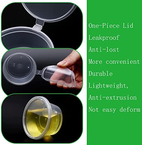 50 Pack Plastic Containers with Lids, 4oz Round Plastic Food Containers Lids, Sauce Pots, Small Plastic Pots for Takeaway Food, Dessert Cups, Sauce, Chutney, Ketchup