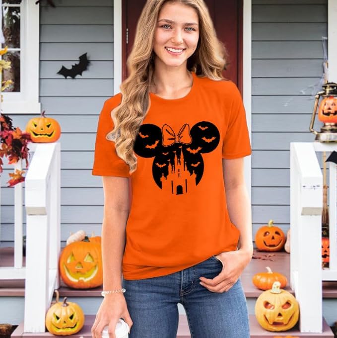 Halloween Magic Kingdom Shirts for Women,Funny Castle Family Tshirt Spooky Season Shirt Cute Casual Tops - Image 6