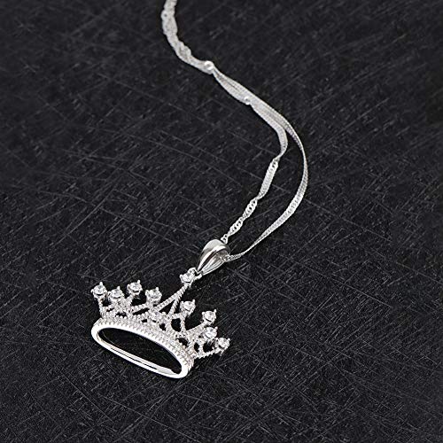 Gemschest Sterling Silver Round Cubic Zirconia Crown Pendant Necklace Queen Jewelry For Mom Women With 18" Silver Chain #TOP7