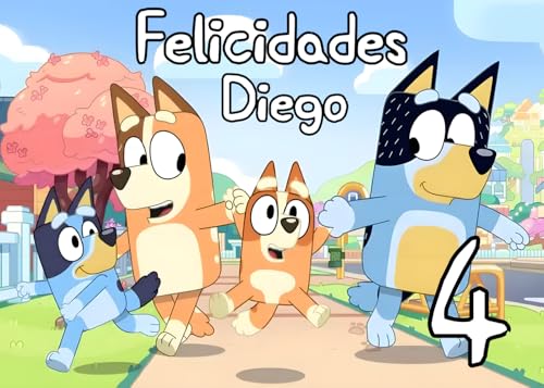 MDA Foto Comestible, OBLEA o Papel de AZÚCAR, BLUY, Pesonalizada Foto con Nombre, Edad y Texto, para Tartas y Magladenas de Cumpleaños, Varios Tamaños. Rectangular 1