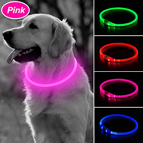 BSEEN LED Dog Collar, USB Rechargeable Glowing Pet Collar, TPU Cuttable Dog Safety