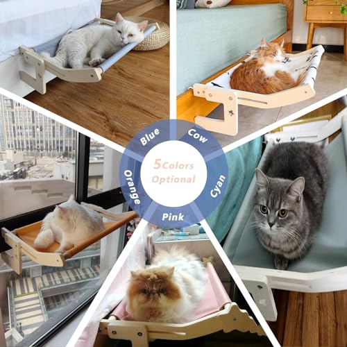 Magoleo Rede de cabeceira para gatos e poleiro de janela, acessório de cama de gato para cama humana