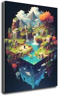 Pixel World Canvas Poster Wall Art Decor Print Picture Paintings for Living Room Gift ForBedroom Decoration 16x24inch(40x60cm)