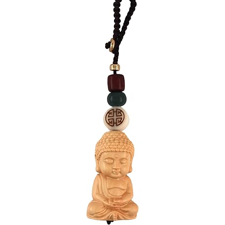 Boxwood Buddha Sitting Sculpture Ornament with Serenity and Happiness