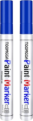 Rotuladores permanentes de pintura azul, paquete de 2 marcadores a base de aceite, de secado rápido e impermeable, neumático de automóvil, metal,