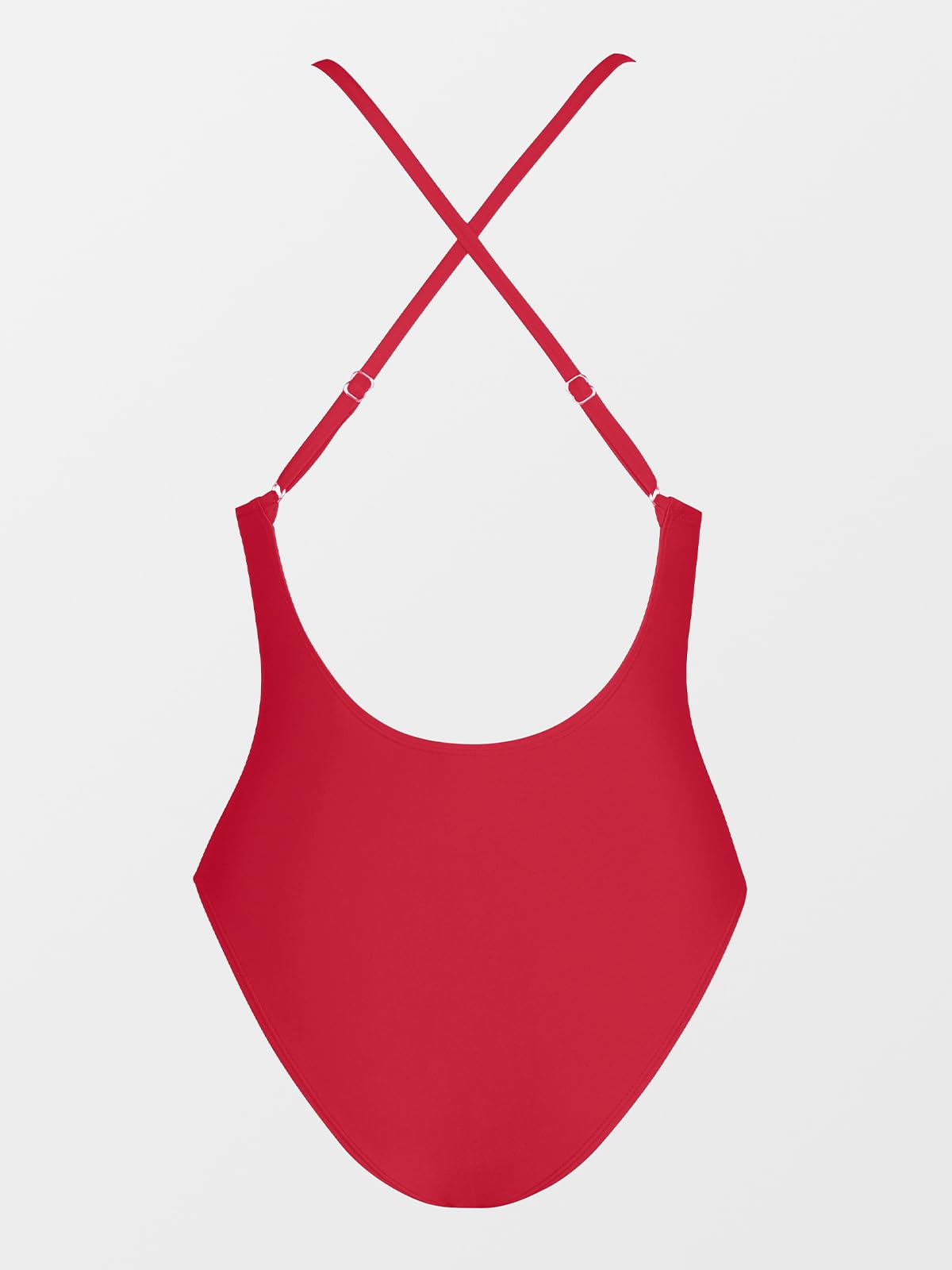 CUPSHE Women Swimsuit One Piece Bathing Suit Deep V Neck Crisscross Back Adjustable Strap: Tomato Red X-Large