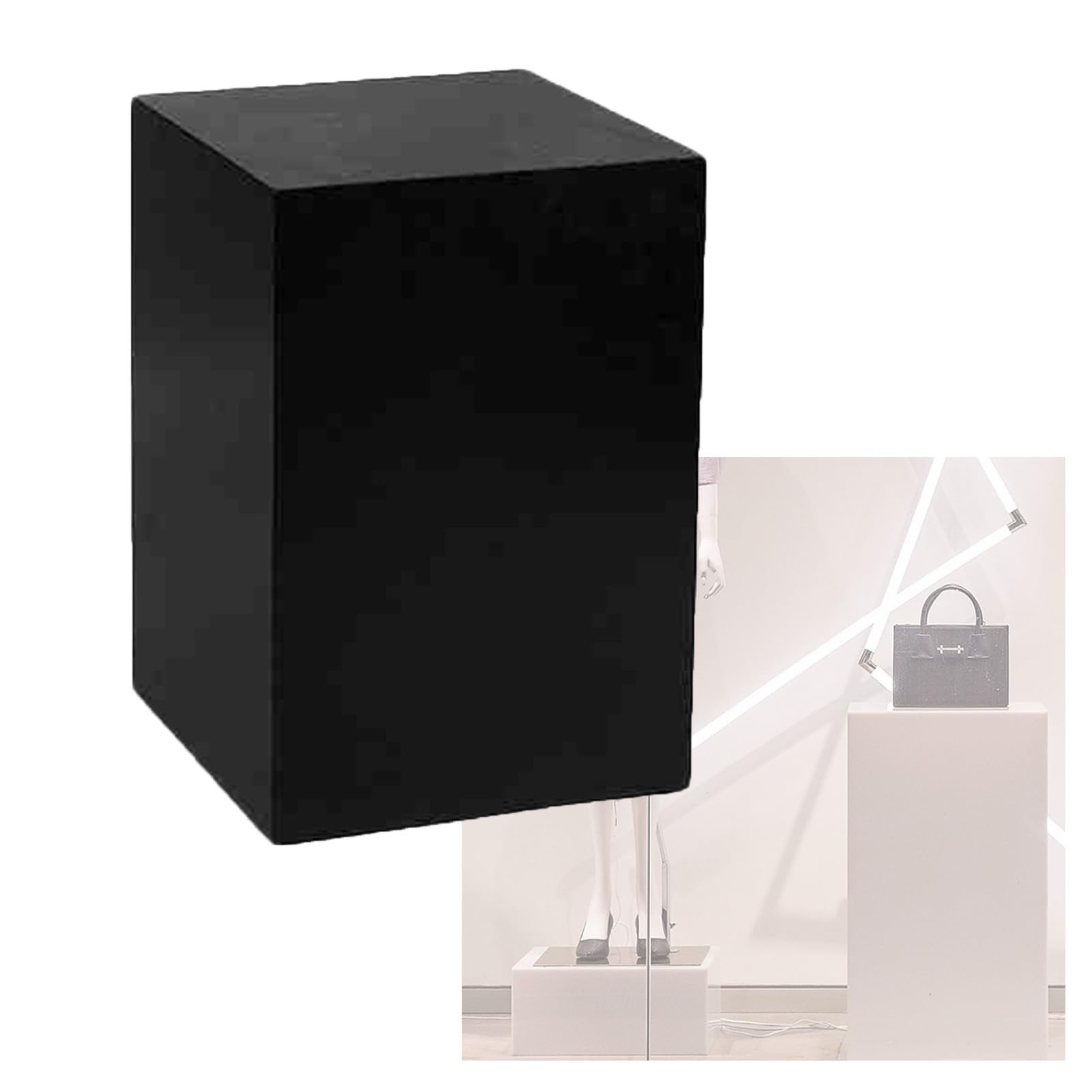 Présentoir carré noir pour mannequins de 40x40x60 cm pour agencer vos vitrines