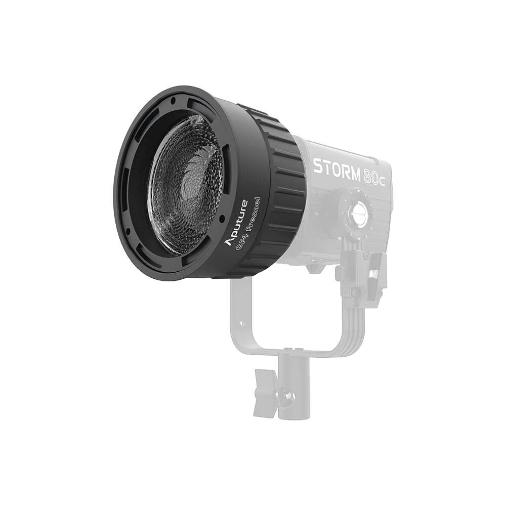 Fresnel CF4 per Storm 80c - Fresnel compatto da 10 cm con supporto Mini ProLock, amplificatore di luce 5,5x, angolo di illuminazione regolabile da 15° a 40°, corpo luminoso morbido, borsa per il