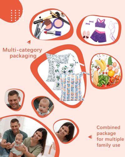 image for babygoal Wet Dry Bags for Baby Cloth Diapers, Washable Travel Bags, Be