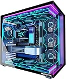 MUSETEX Y6 Boîtier PC, 7 Ventilateurs ARGB PWM Infinity Mirror préinstallés, Vue 270° en Verre Trempé, Connectique Type C, Boîtier PC Gamer Mid Tower ATX, Noir