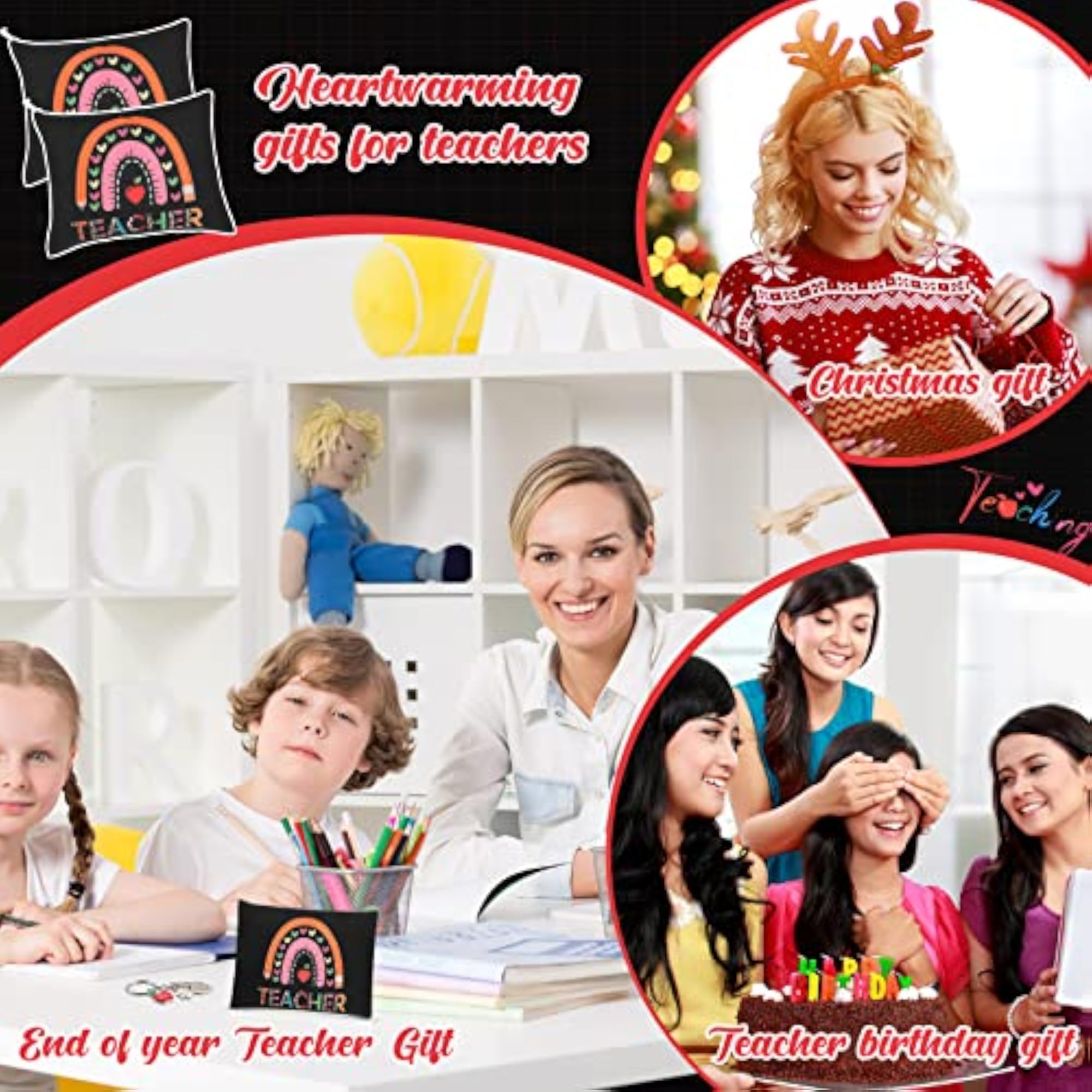 Teacher Appreciation Cosmetic Makeup Bags, 6 Pcs Set