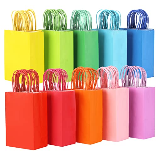 Tomnk 100Pcs Small Gift Bags 10 Colors Goodie Bags Bulk, Party Favor Bags With Handles For Christmas Day, Birthday Party Wedding Baby Shower Shopping And Party Supplies #TOP30